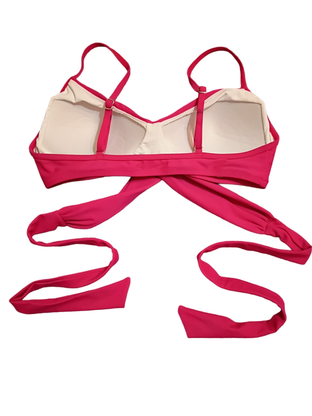 Criss Cross Tie Back Hot Pink Bikini Top - Picture 6 of 6